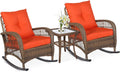 VIVIJASON 3-Piece Outdoor Conversation Bistro Set - Cushioned Rocking