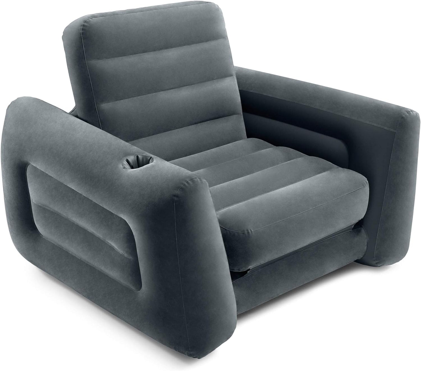 Intex Pull-Out Chair: Built-in Cupholder, Velvety Surface, Compact Fold | 80x 91x 26