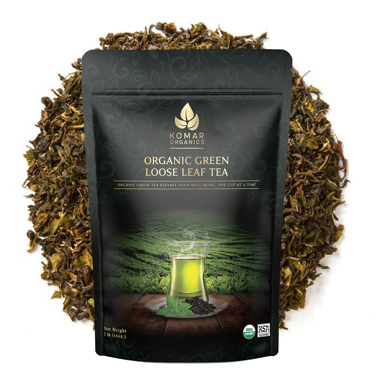 Komar Organics Loose Leaf Green Tea for Energy Boost and Antioxidants