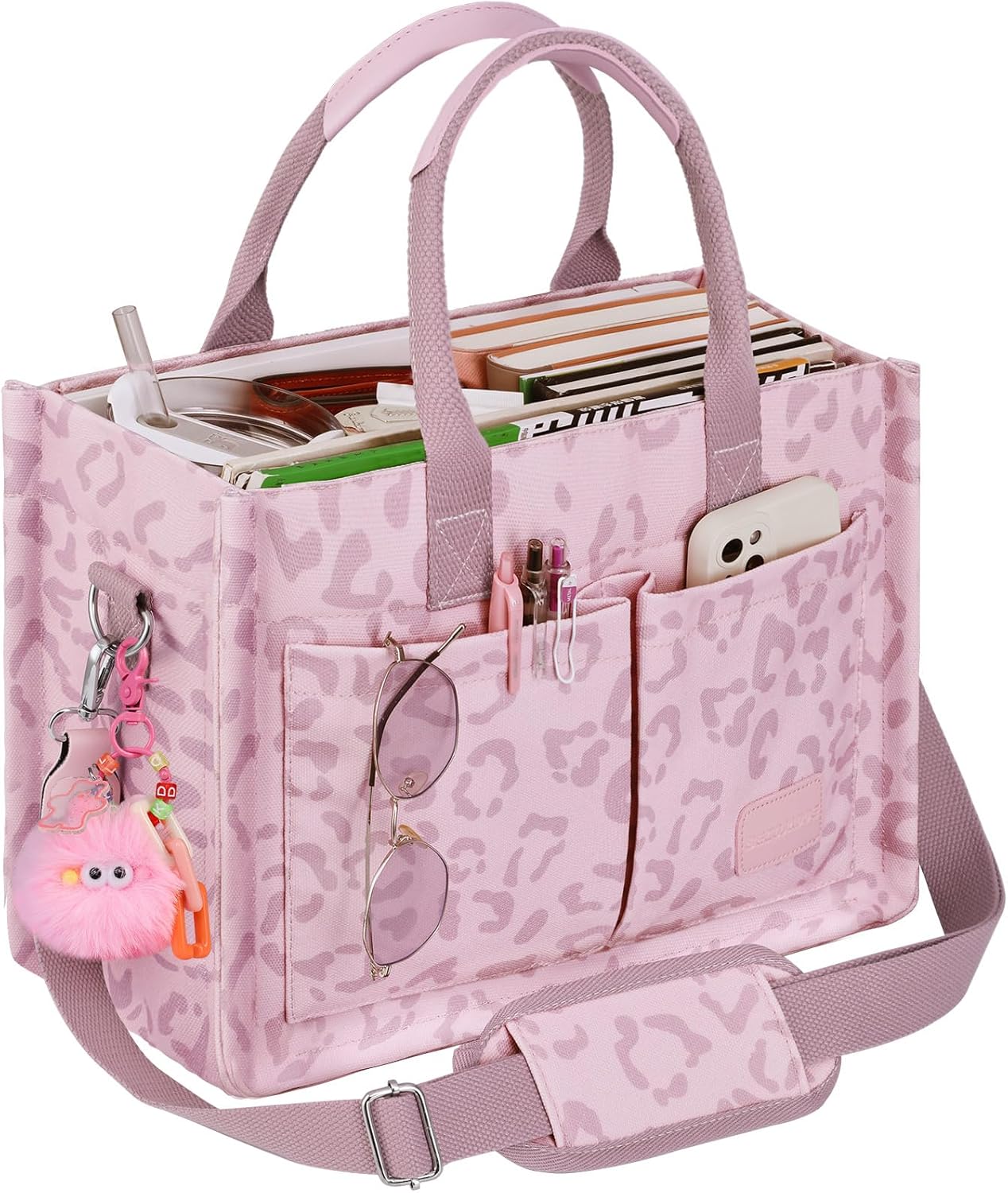 Canvas Tote Bag Purse for Women with Zipper Closure and Support