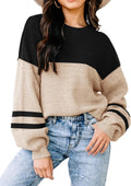 Womens Color Block Oversized Sweater - Soft Warm Knit