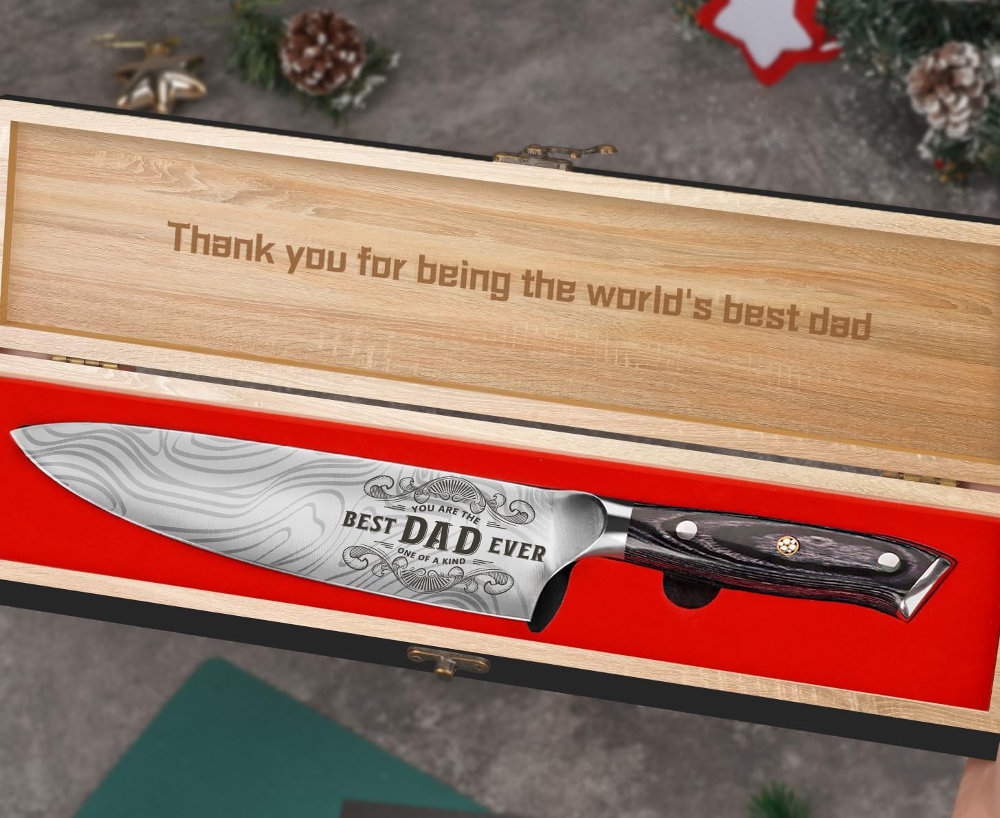 Best Dad Ever Kitchen Knife Gift Set for Dads Birthday Gifts