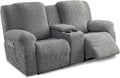 Recliner Loveseat Cover Light Gray - Stretch Fleece 2-Seater Fit