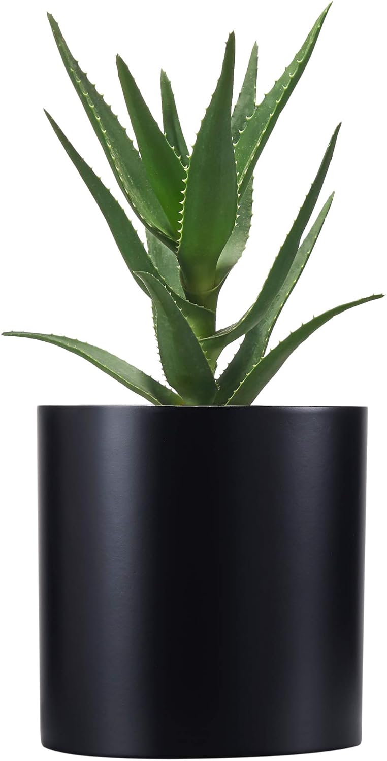8 Inch Matte Black Plant Pot for Mid-Century Modern Decor