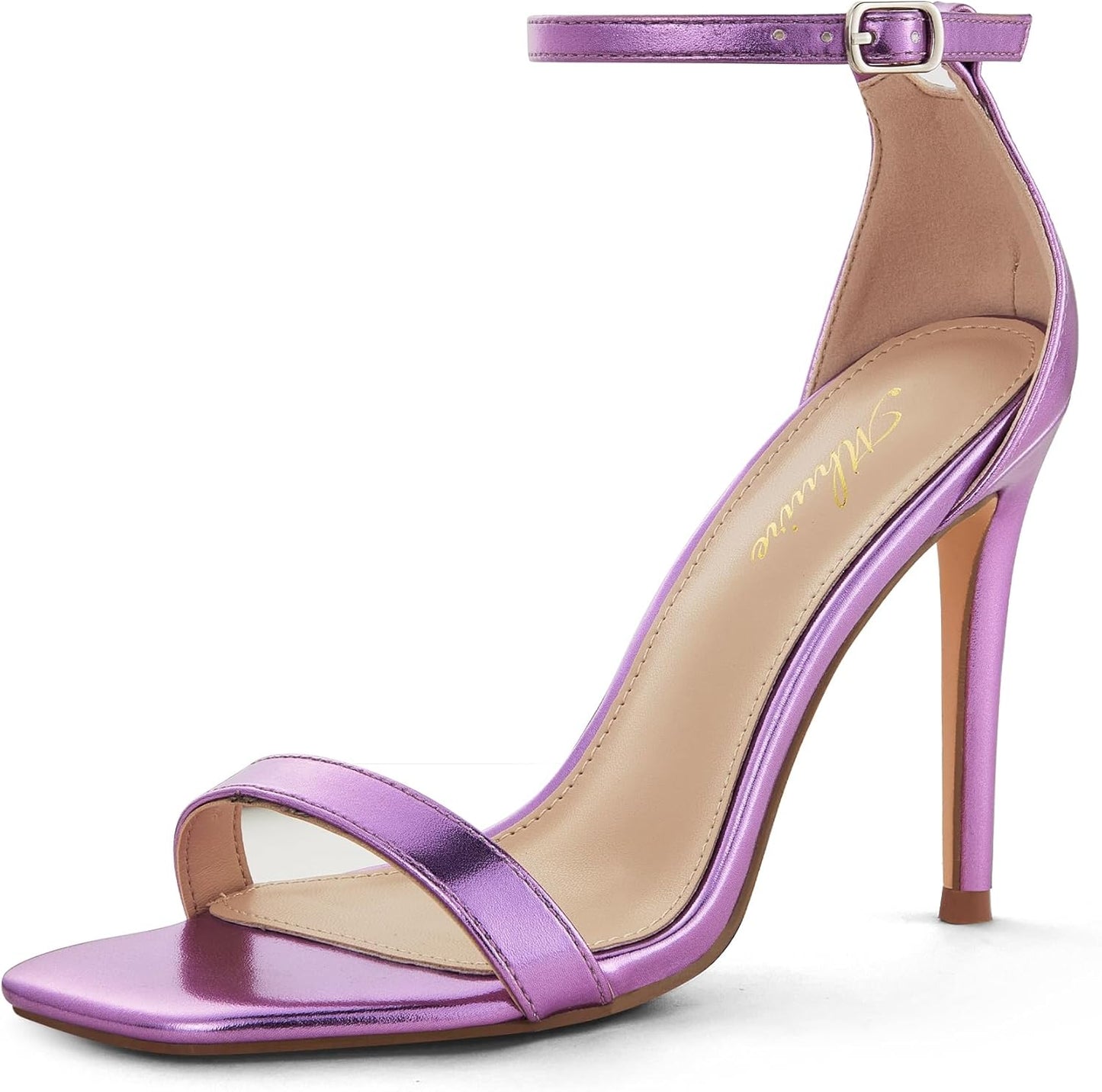 Stylish 4 IN Square Open Toe Ankle Strap Stiletto Heels