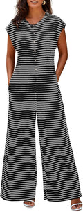 Cicy Bell Womens Casual Striped Jumpsuits Wide Leg Romper - Easy