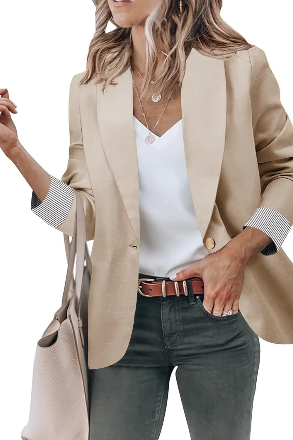 Genhoo Blazer Jackets for Women - Stylish Open Front Design