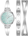 Anne Klein Premium Crystal Accented Bangle Watch Set - Elegant Gift