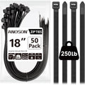 Large Zip Ties 18 in (actual 20 in) 50 Pack - Heavy Duty Cable Ties