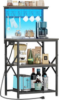 Black Oak Baker's Rack: Power Outlet, LED Light & 4 Tier Shelves