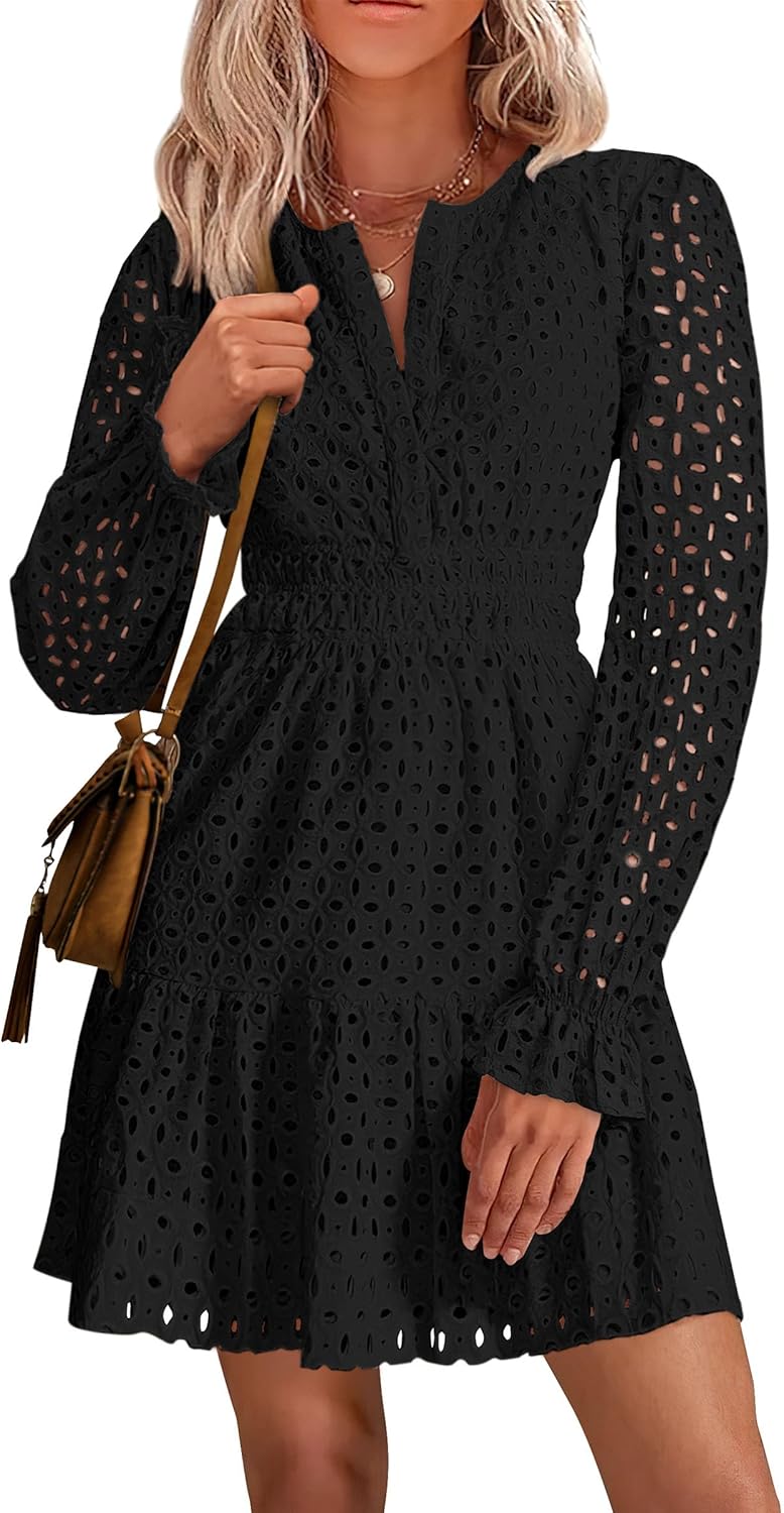 PRETTYGARDEN Women's Long Sleeve Mini Dress for Elegant Events