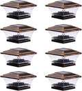 Solar Post Cap Lights for 4x4 Posts - Two Modes Warm/Bright, 8pk