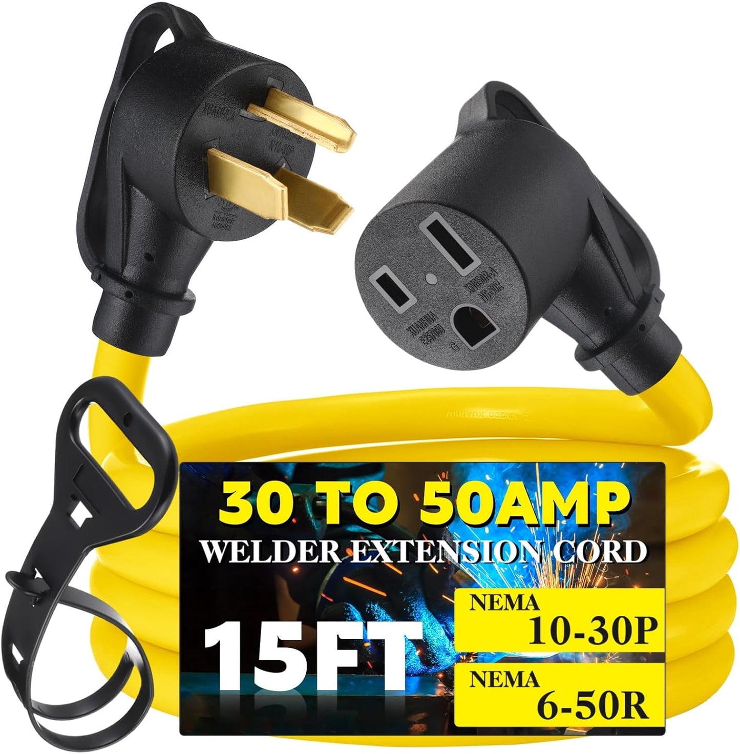 15FT 30Amp to 50Amp Welder Adapter Cord for Easy Connections