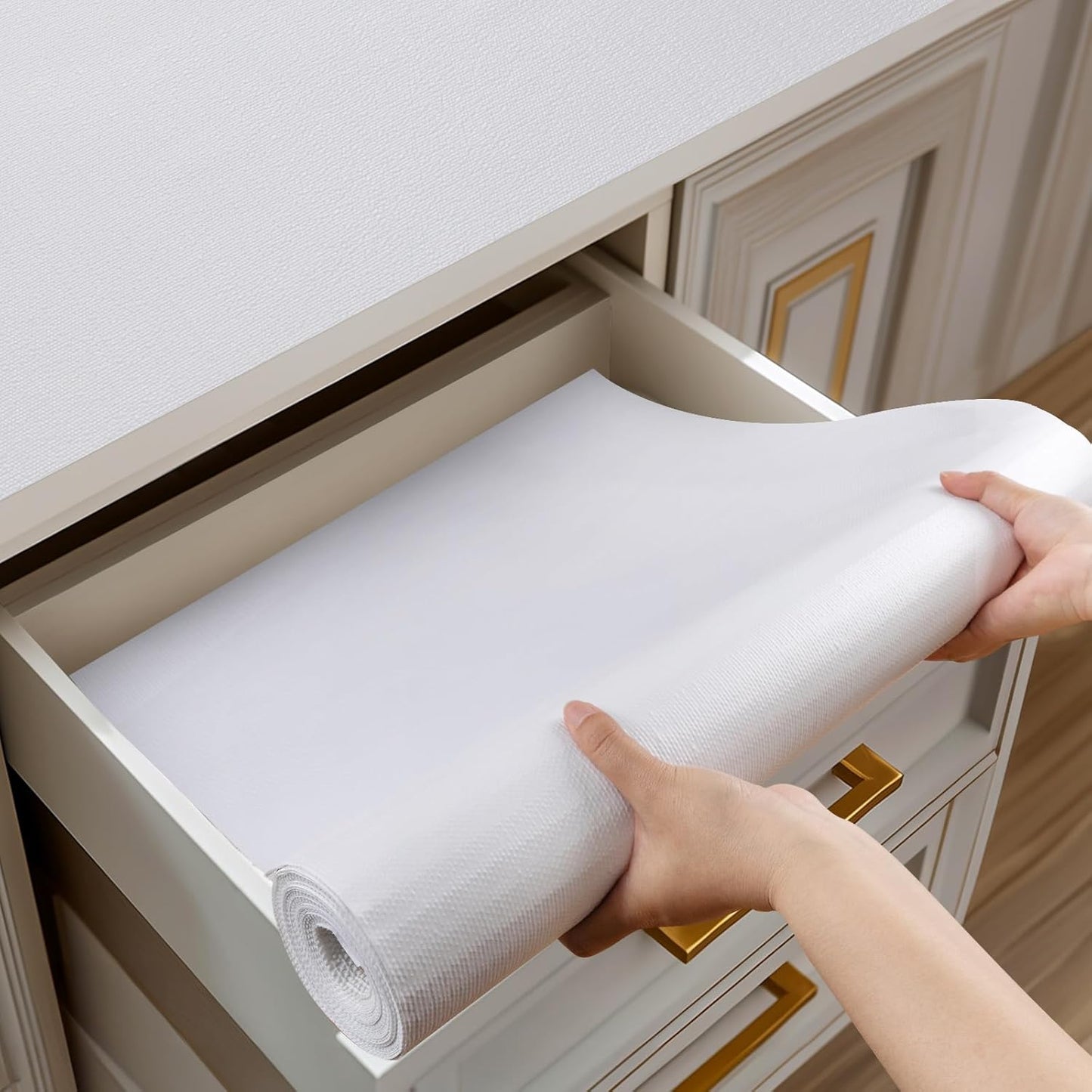 Non-Adhesive Shelf and Drawer Liner for Kitchen Cabinets