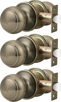 Probrico Antique Brass Door Knobs Interior Passage 3 Pack - Solid