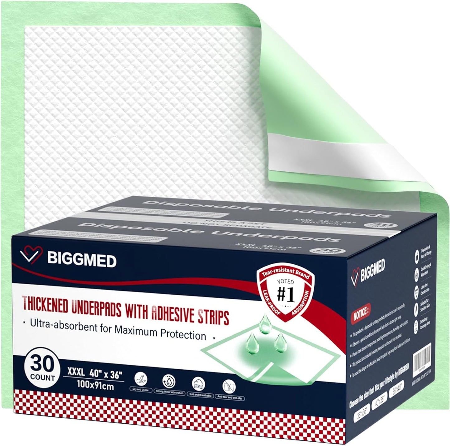 Extra Large Bed Pads with Adhesive Strips for Incontinence