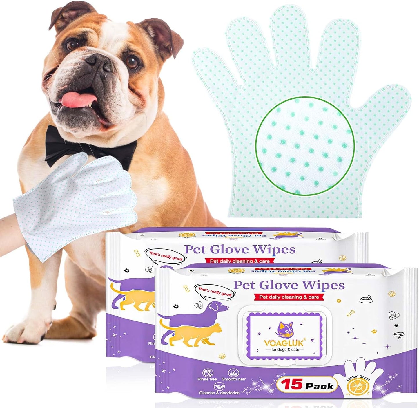 Extra-Thick Deodorizing Pet Cleaning Gloves- ALWZ-RDY