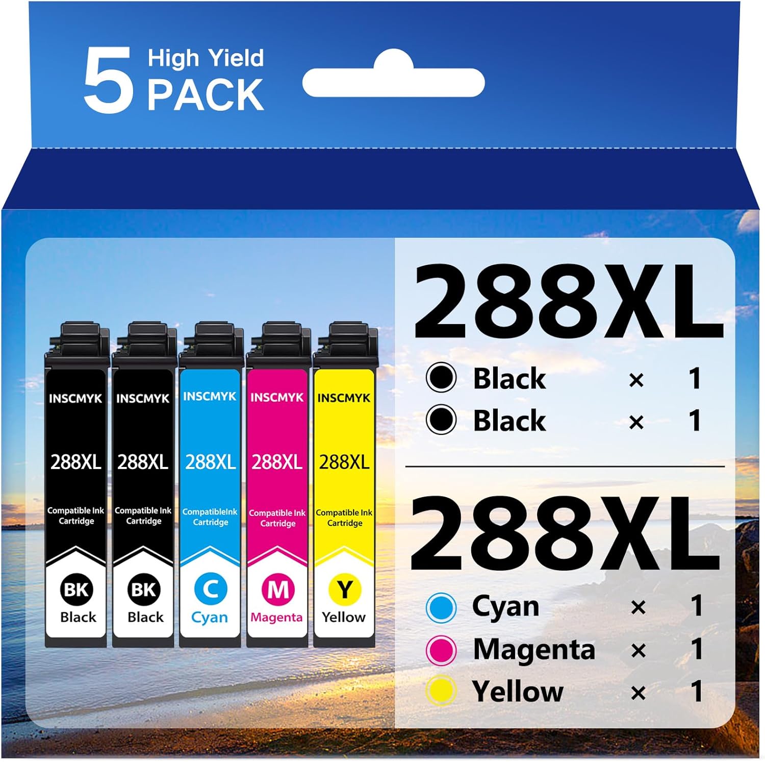 Vivid Prints: 5-Pack Remanufactured Epson 288XL Ink