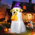 5Ft Halloween Inflatable Ghost Dog with LED Pumpkin - Cute Yard Decor