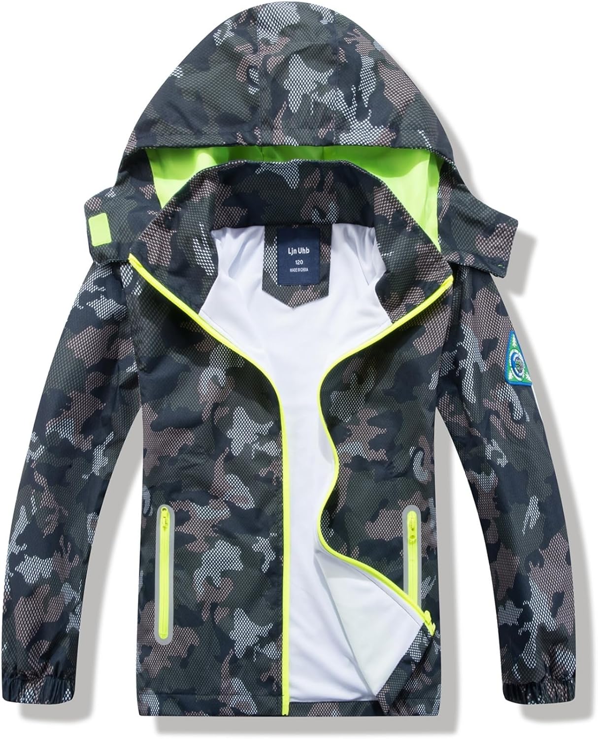 Boys Rain Jacket with Detachable Hood for Kids Adventure