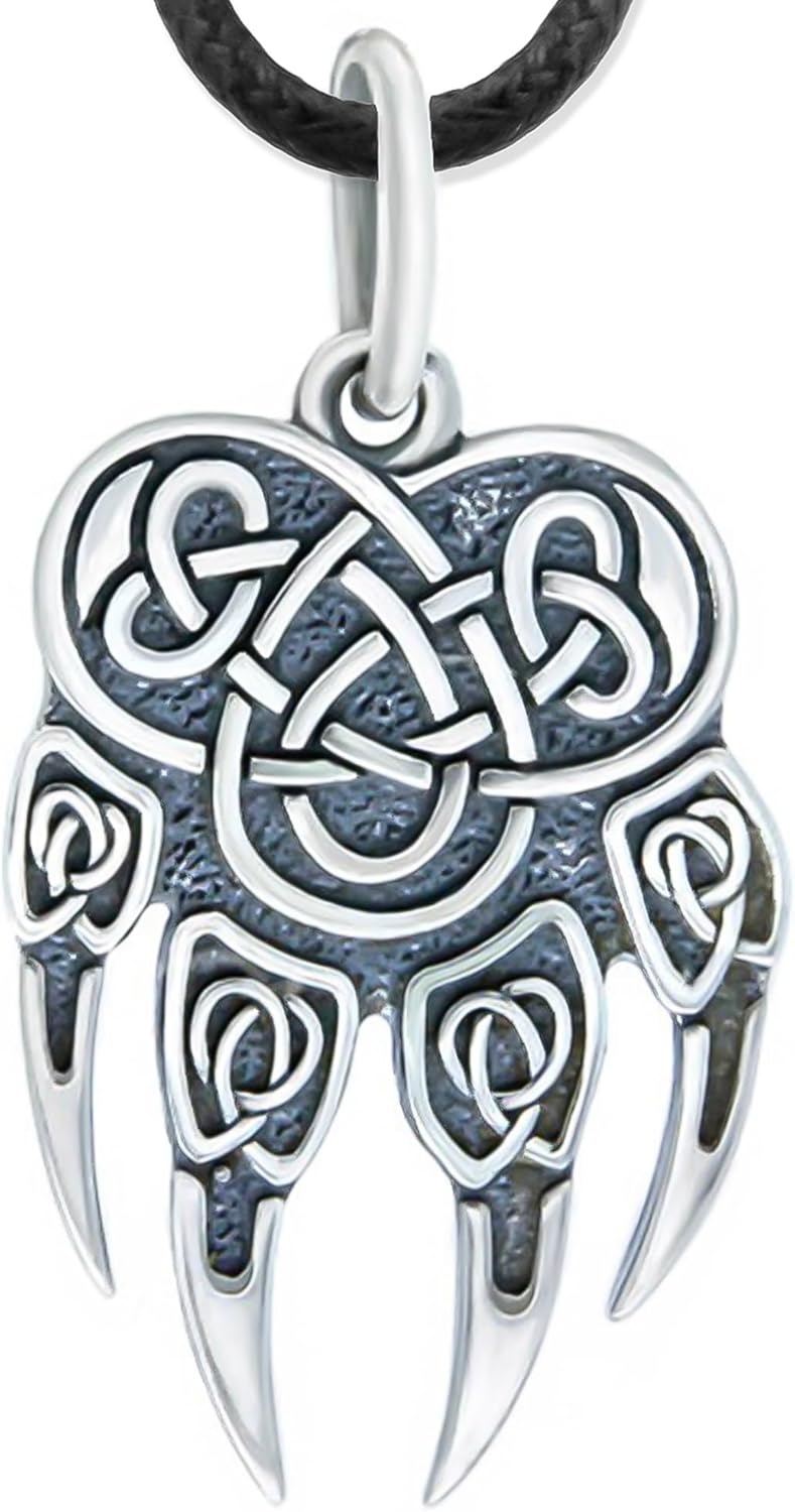 Viking Bear Claw Necklace in 925 Sterling Silver for Men