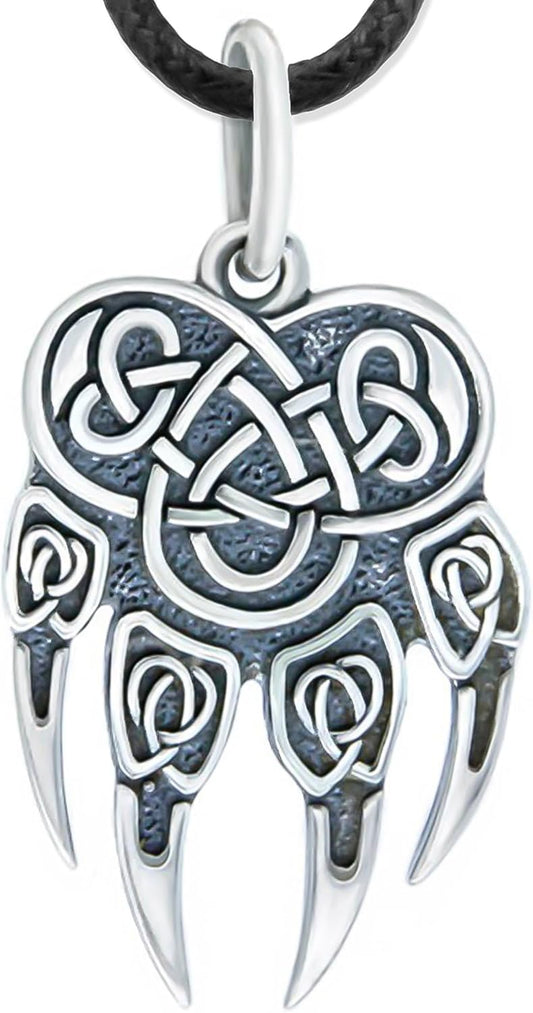 Viking Bear Claw Necklace in 925 Sterling Silver for Men