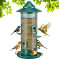 Metal Mesh Tube Bird Feeder for Outdoors Hanging - Rust-Proof 4-Port