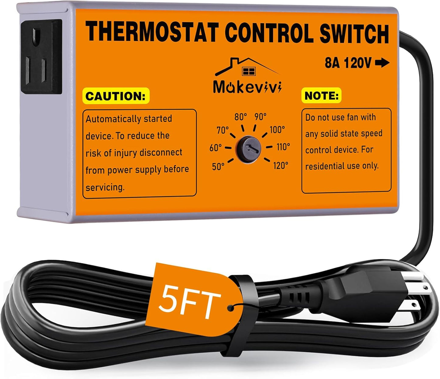 Adjustable Thermostat-Control for Attic Fan with Overload Protection