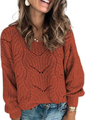 Dokotoo Womens Crewneck Hollow Cable Knit Pullover - Cute Elegant