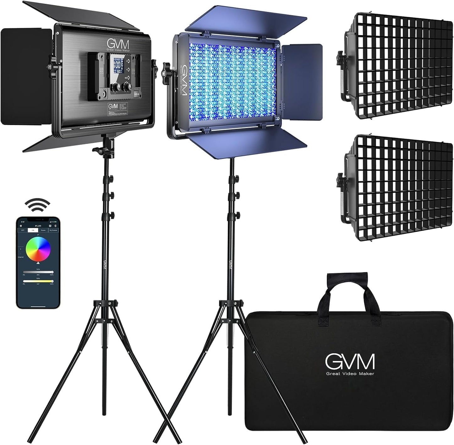 GVM 1500D RGB LED Video Light Kit for Photography and YouTube