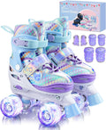 Kids Adjustable Quad Roller Skates with Light Up Wheels - 4 Sizes
