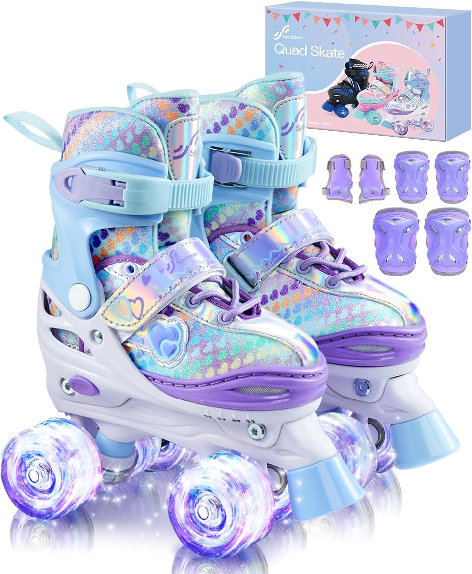 Sportneer Kids Roller Skates with Adjustable Sizes and Lights