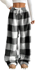 Fuzzy Plush Pajama Pants Wide Leg - Cozy Winter Lounge Pants