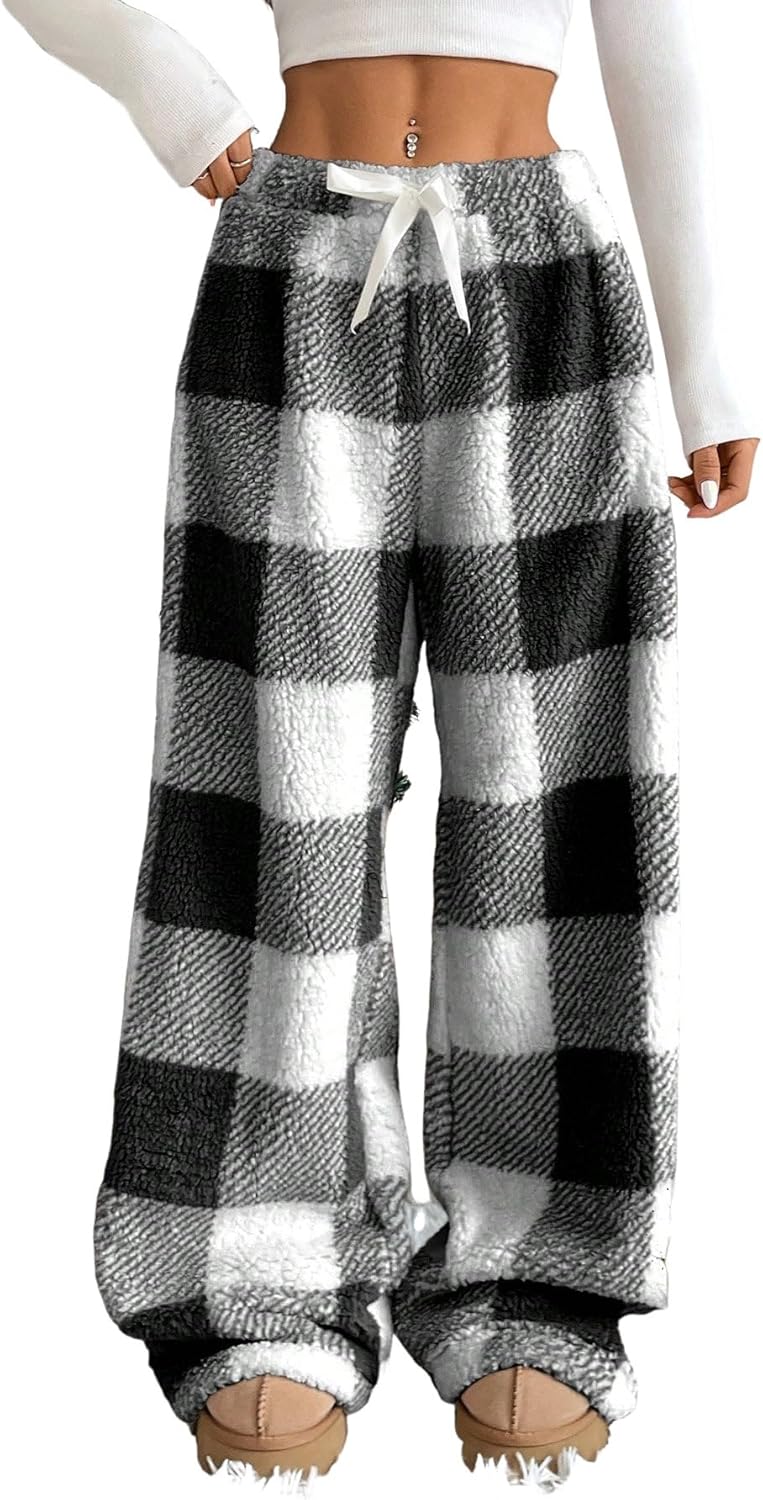 ZAFUL Women's Fuzzy Plush Pajama Pants for Cozy Comfort