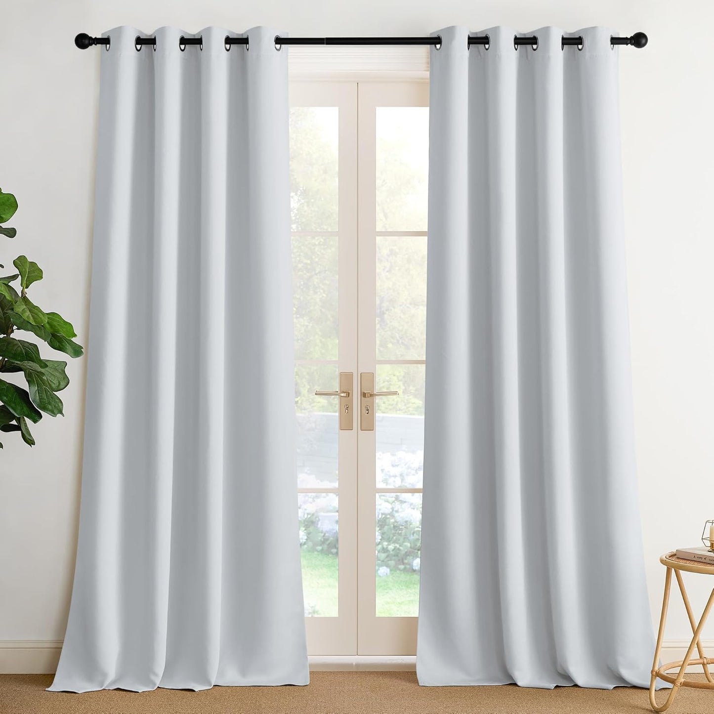 NICETOWN Gryeish White Curtains for Bedroom and Living Room