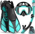 Snorkeling Gear for Adults Men Women 4-in-1 Snorkel Set - Travel Ready