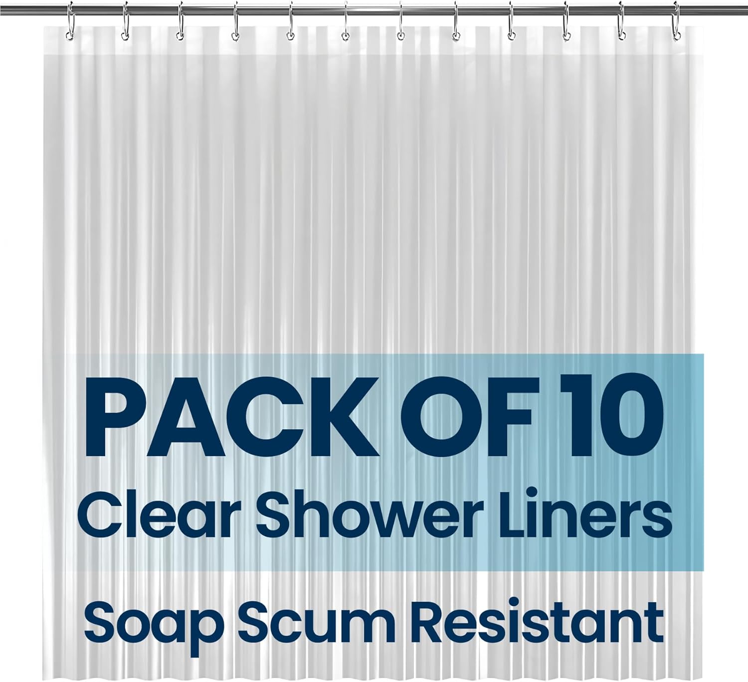 LiBa Shower Curtain Liner 10 Pack - Waterproof & Eco-Friendly