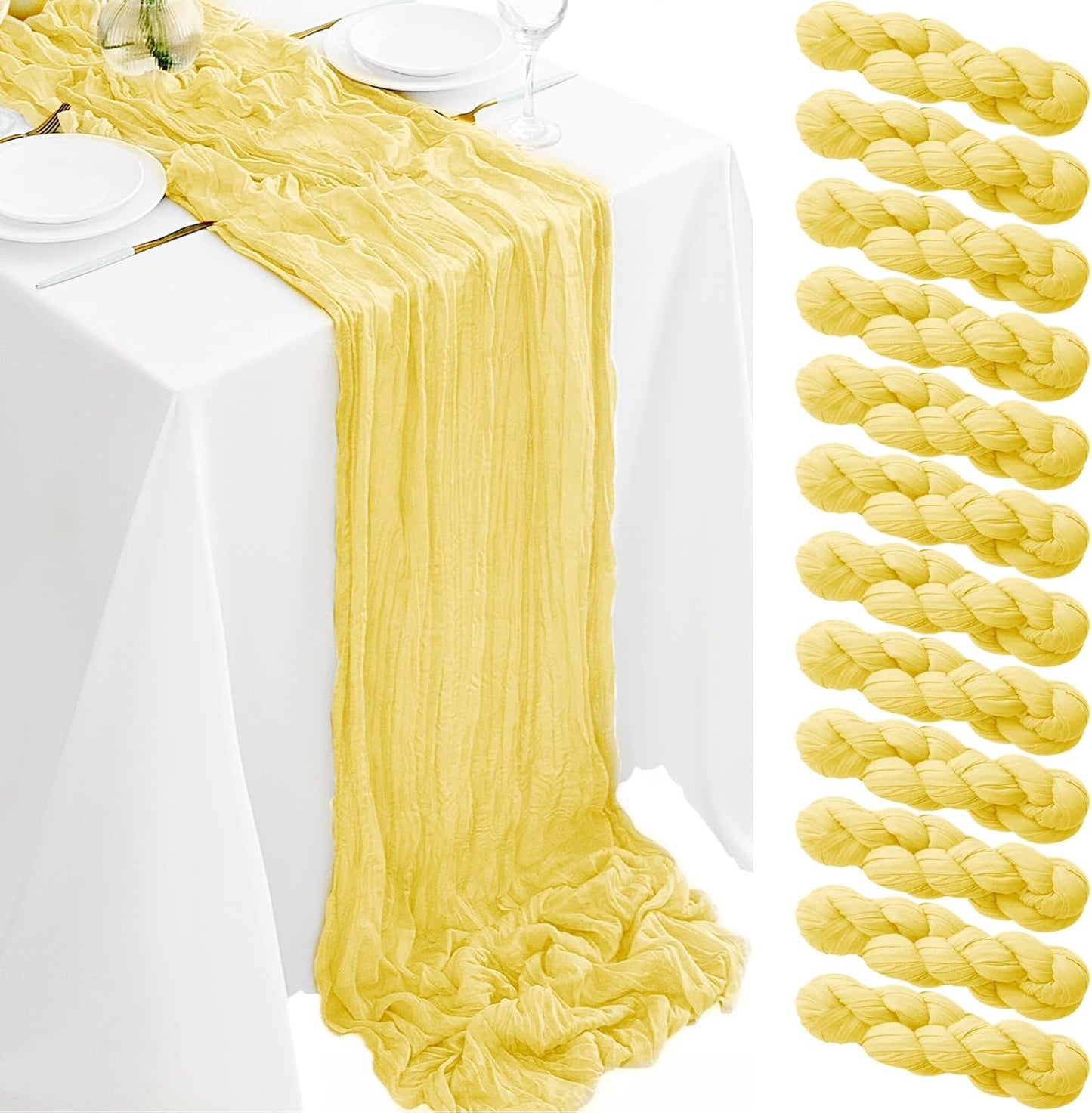 Light Yellow Cheesecloth Table Runner for Spring Events 35x120in