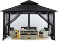 Outdoor Garden Gazebo for Patios with Steel Frame and Netting