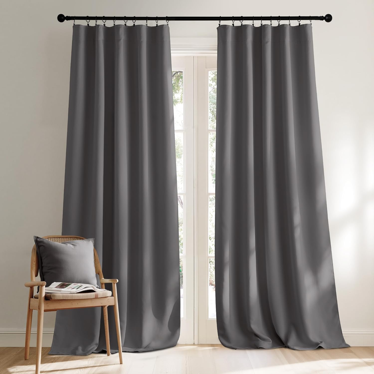 NICETOWN Blackout Curtain Panels for Bedroom - Gray 52x95 in