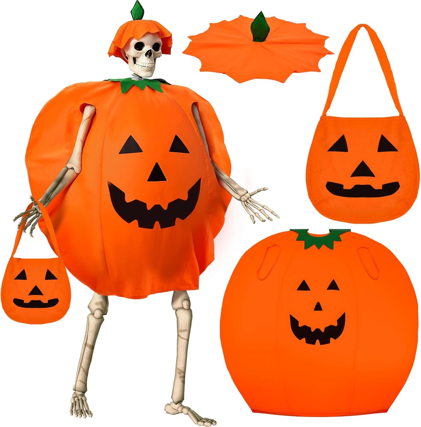 3 Pcs 12 ft Skeleton Halloween Pumpkin Costume Set for Parties