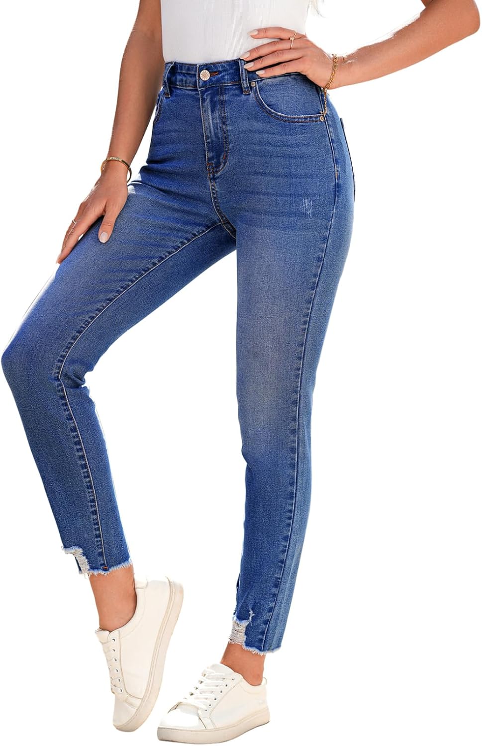 SHEWIN Women's Ripped Shaping Skinny Jeans for Every Occasion