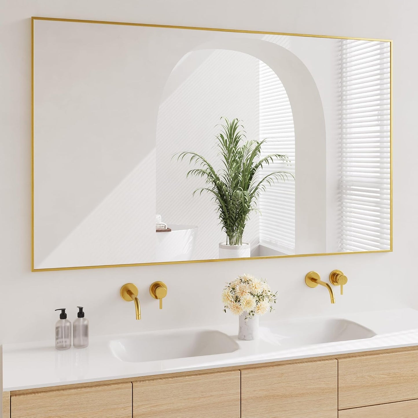 Koonmi Gold Mirrors for Wall - 36x60 Inch Rectangular Design