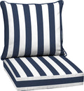 Deep Seat Cushion Set 24 in x 24 in Sapphire Blue Cabana Stripe