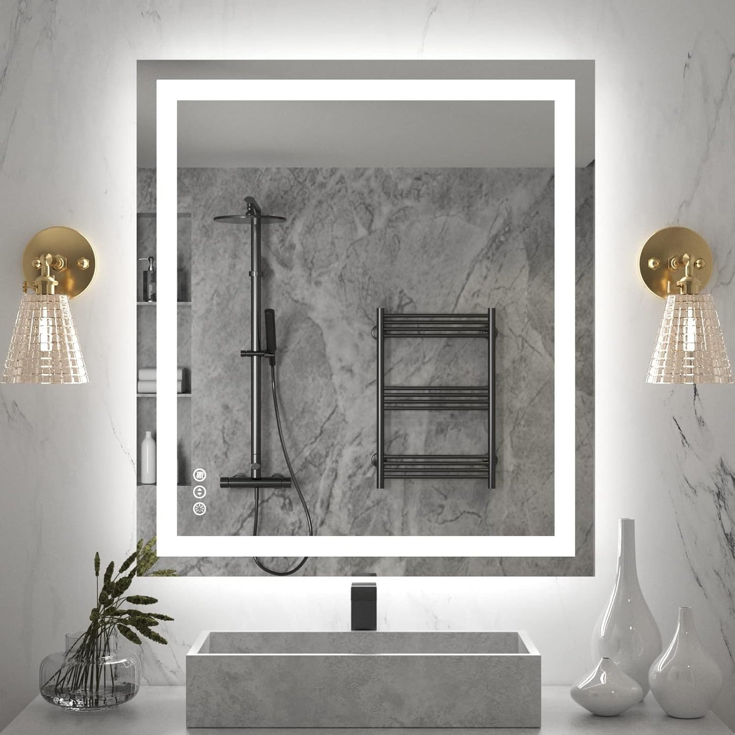 Amorho LED Bathroom Mirror with Front Light and Backlit Features