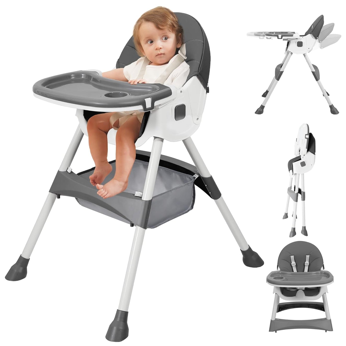 Bubplay 6-in-1 Convertible High Chair - Space-Saving & Safe