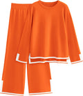 Tanming Women's 2 Piece Knit Sweater Top and Wide Leg