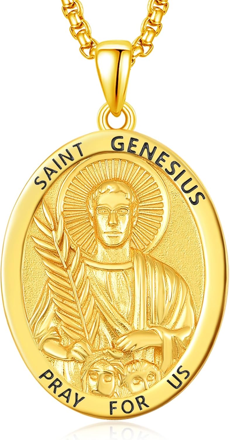 925 Sterling Silver Patron Saint Medals Amulet Necklace for Men