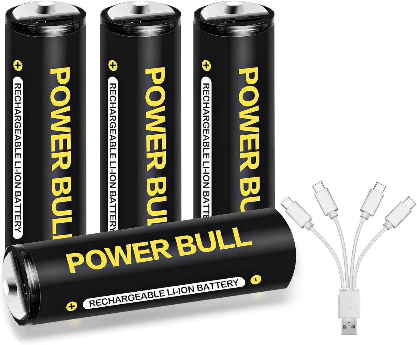 POWER BULL USB AA Lithium Rechargeables - 3600mWh Performance