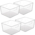 Clear Plastic Storage Bins 4 Pack 11x11 Cube - Large Stackable